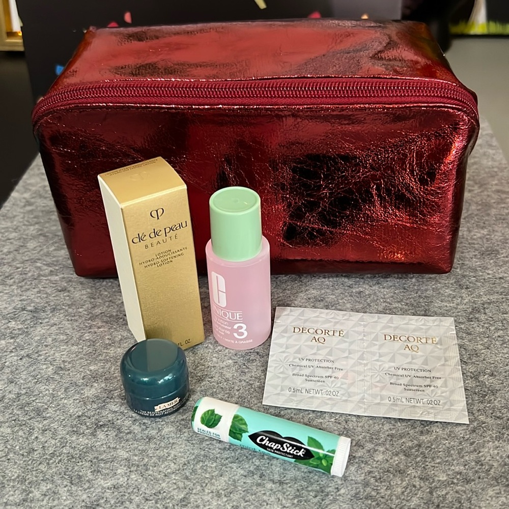 Cosmetic/ Travel Bag Bundle Red Metallic